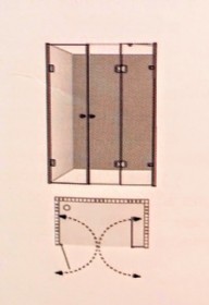 מקלחון חזית יוקרתי, קבוע + 2 דלתות דגם מדריד 7003