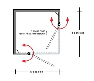 מקלחון פינתי Selaqua דגם מרטין 2801-W מידה 86.5-88 (90)