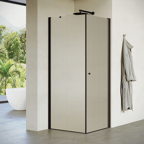 מקלחון פינתי אסימטרי פרופיל שחור זכוכית גלינה מידה 66-97 סיימ