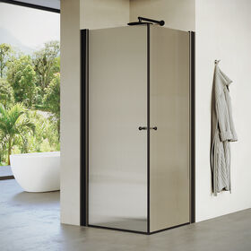 מקלחון פינתי שתי כנפיים ,פרופיל שחור,זכוכית גלינה מידה 66-92 סיימ